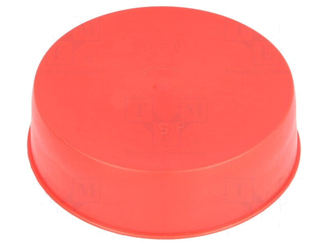 Afdekdopje; Lichaam: rood; Buitendiam: 110mm; H: 31mm; Mat: LDPE Afdekdopje; Lichaam: rood; Buitendiam: 110mm; H: 31mm; Mat: LDPE